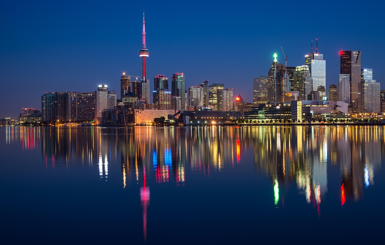 Toronto skyline during sunset